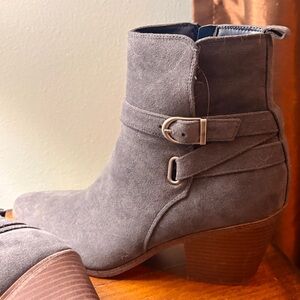 JustFab Charcoal Suede Ankle Booties